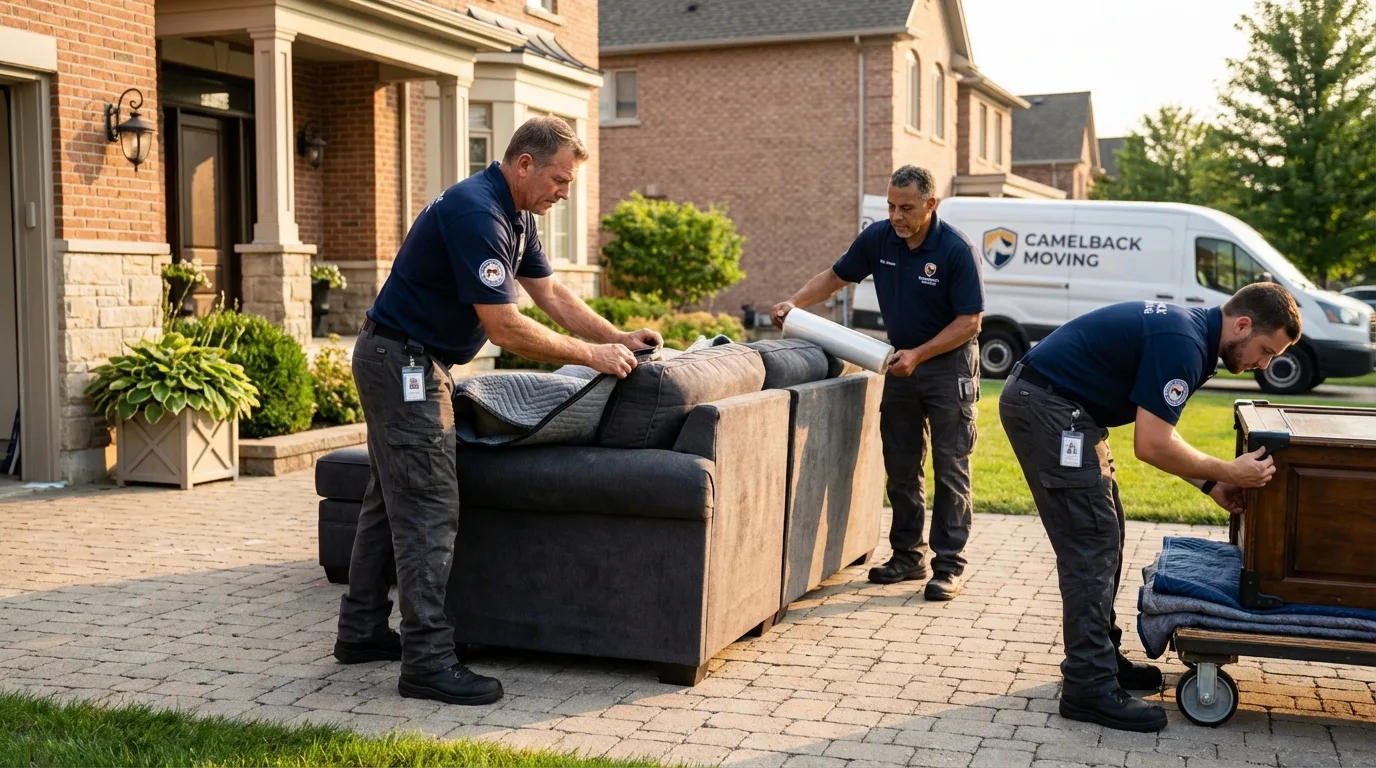 Large estate moving crew wrapping furniture in Moses Lake, WA